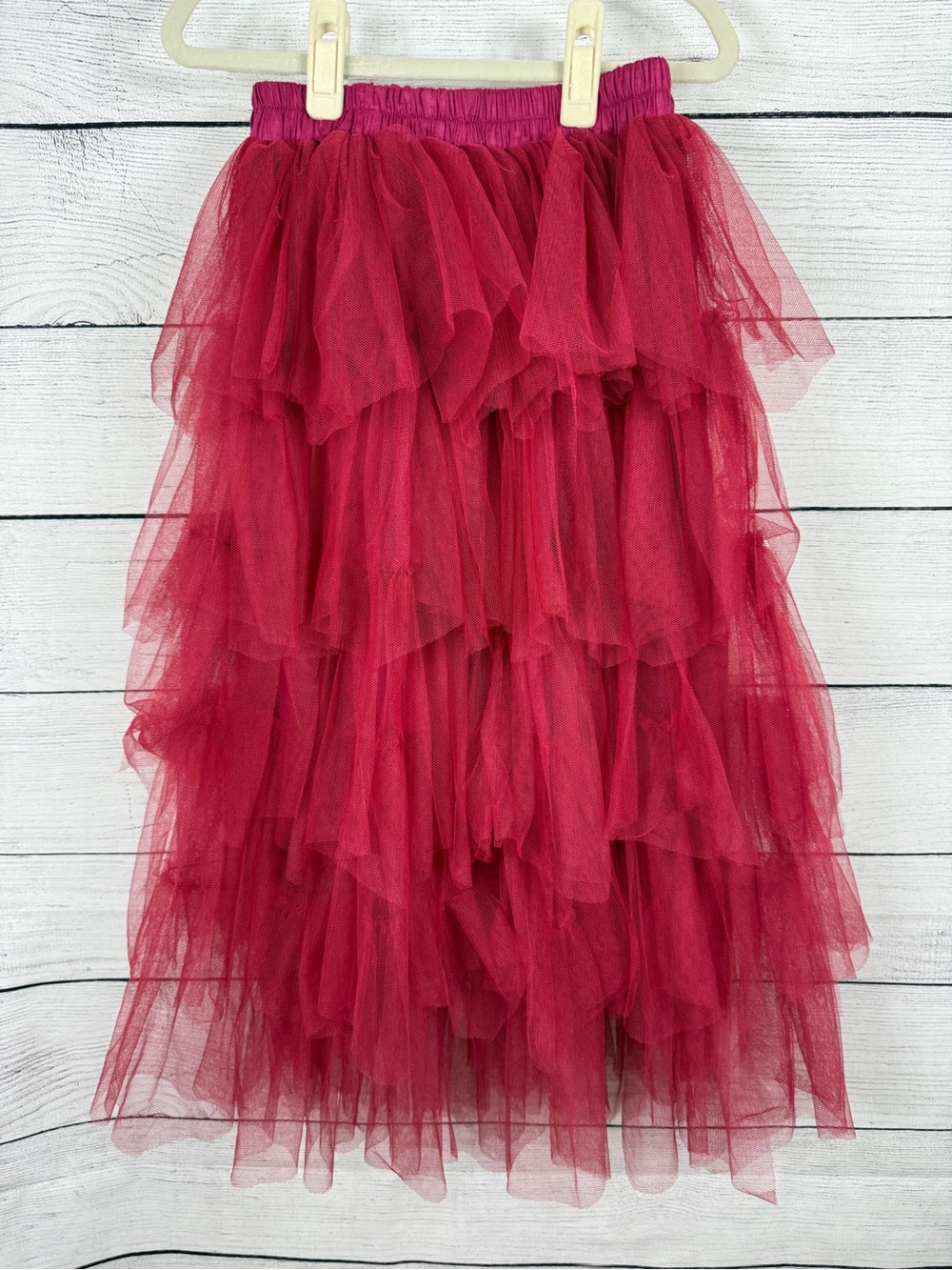 Flower Girls Tutu Skirts Princess Wine Red Candy Color Tulle Maxi Skirts Sz 7T